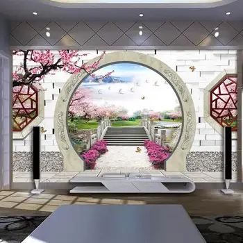 

custom wall mural 3D Spatial expansion Chinese garden wallpaper TV living room sofa study backdrop bedroom walpaper mural