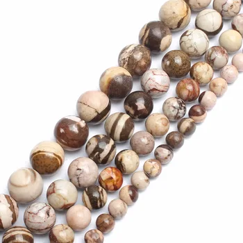 

Natural Round Beads Australia Zebra Stone Beads 15.5" Pick Size 4 6 8 10 12mm For Jewelry Making Bracelet ,Necklace