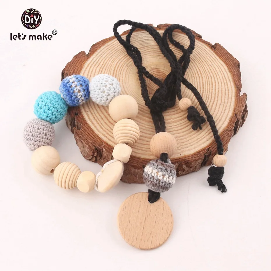 Let-s-make-Teething-Necklace-Bracelets-Set-2pc-1set-Handmade-Baby-Jewelry-Can-Chew-Corchet-Beads