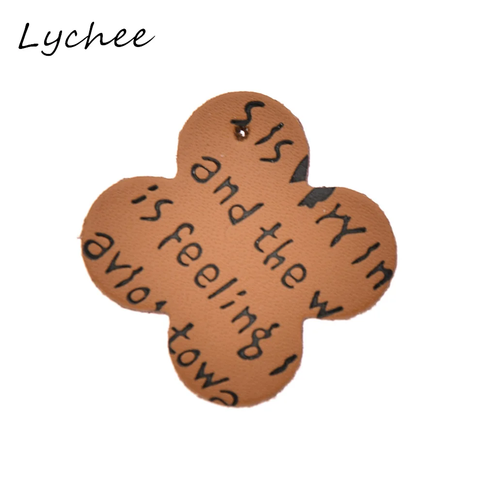 Lychee 20 шт четырехлистный цветок клевера форма искусственная кожа pu бирки для одежды DIY шитье ручной работы сумка декоративные ярлыки
