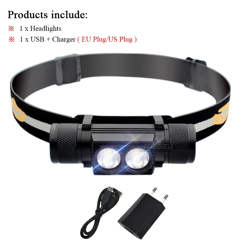 LED Headlamp mini USB Charging Headlight Super bright L2 Head Torch Camping Fishing head lamp waterproof 18650 Lantern hunting - Испускаемый цвет: 902 headlight H