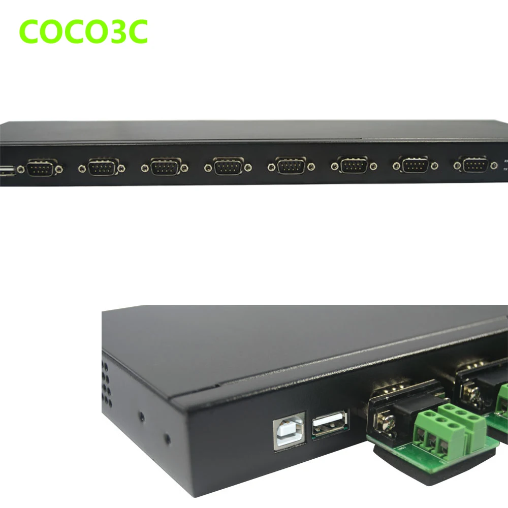 USB 2.0 To 8 Port DB9 Splitter Box Serial Port
