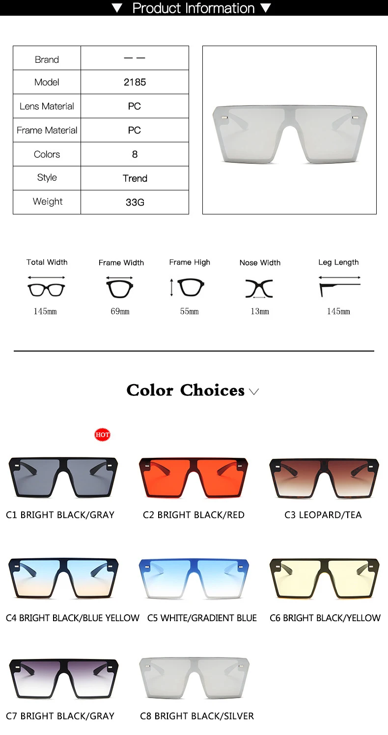 DJXFZLO Oversized Square Sunglasses Women Luxury Brand Fashion Flat Top Red Black Clear Lens One Piece Men Shade Mirror