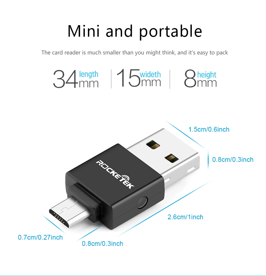 Rocketek Высокое качество micro usb 2,0 мульти памяти otg телефон кард-ридер адаптер для TF micro SD ПК компьютер Ноутбук аксессуары