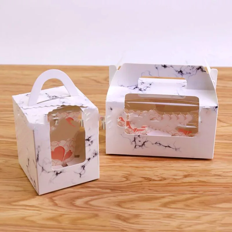 10 шт., коробочка-Маффин с мраморным узором, коробки для конфет, коробки для пирожных, упаковка для кондитерских изделий, упаковка для украшения выпечки