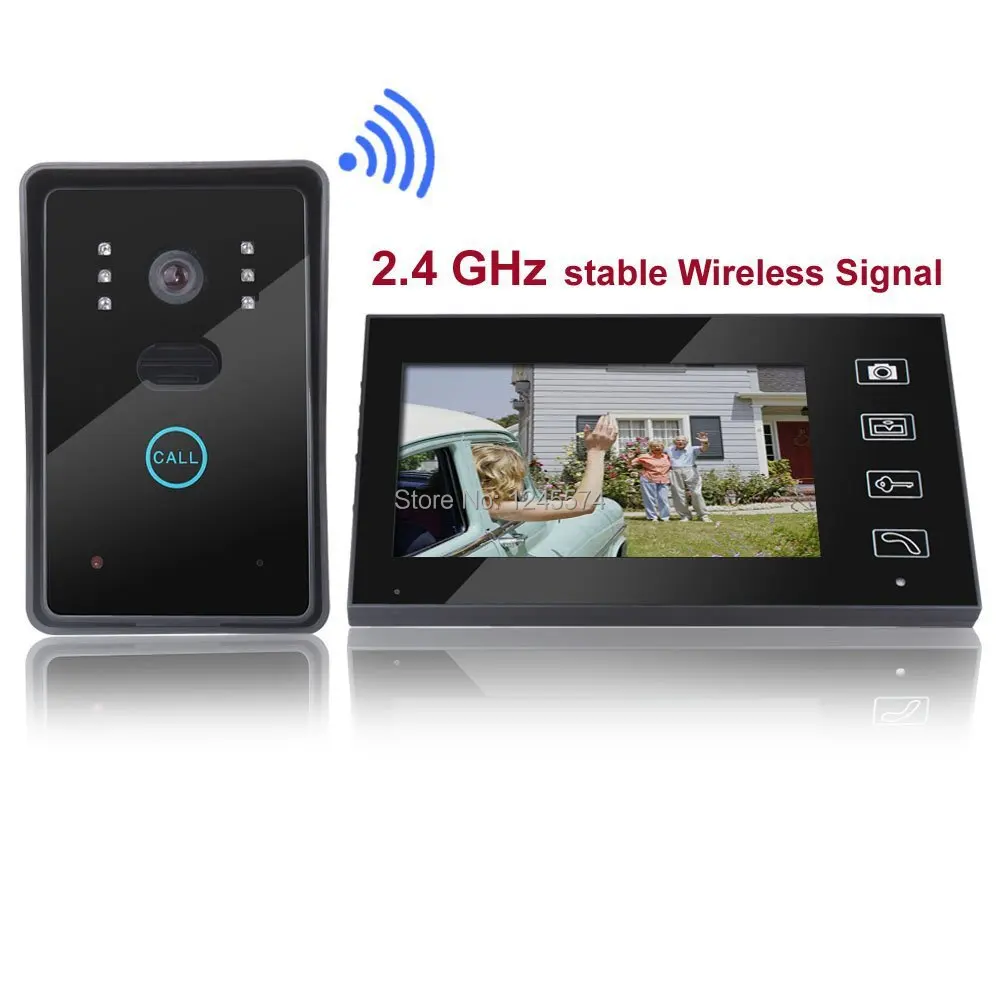 

Free shipping! Home Security 2.4G Wireless Video Door Phone Intercom Doorbell Camera with 7"LCD Monitor Access Control