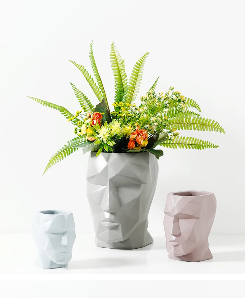 В скандинавском стиле креативная керамическая ваза с человеческим лицом Геометрическая абстрактная домашняя гостиная украшение Цветочная композиция художественный цветок