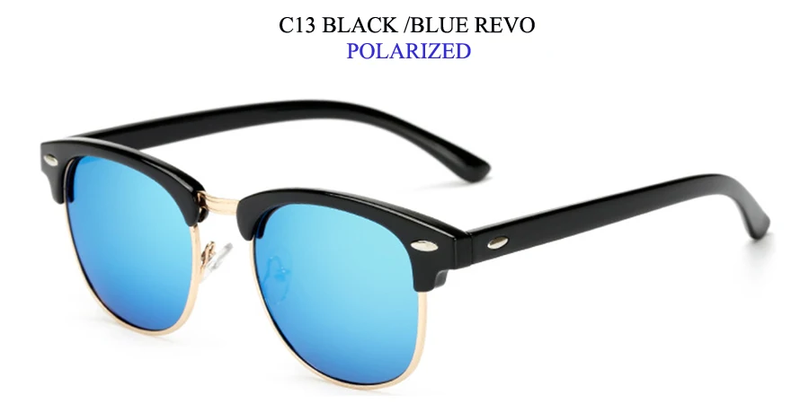 Поляризационные мужские солнцезащитные очки Роскошные брендовые дизайнерские CIZONE полуоправы UV400 классические солнцезащитные очки поляризационные солнцезащитные очки для мужчин и женщин - Цвет линз: Black Blue Revo