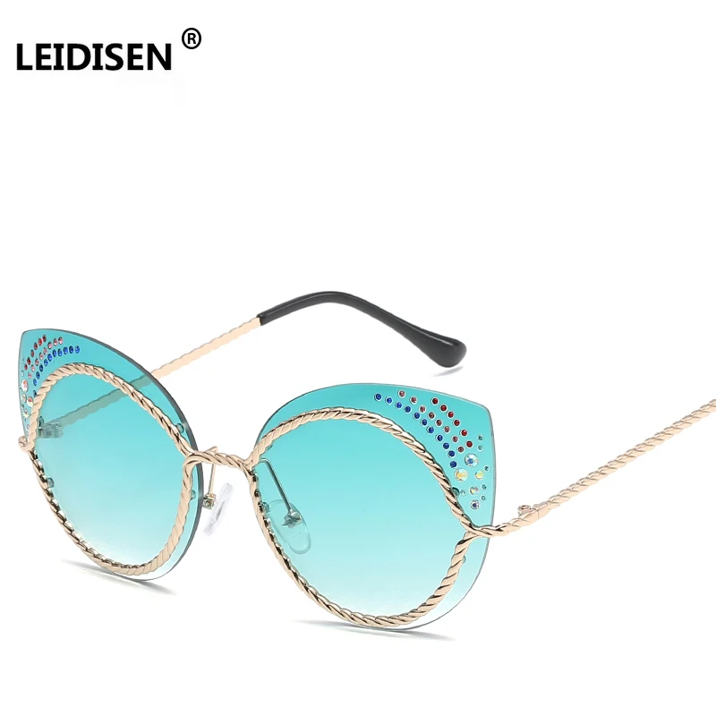 Солнцезащитные очки LEIDISEN Cateye роскошные модные солнцезащитные в металлической