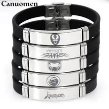Canuo Для мужчин Новая мода Venom браслет "Супергерои" Нержавеющая сталь логотип Браслеты Для мужчин мальчиков Мода ювелирные изделия регулируемый ID Браслеты