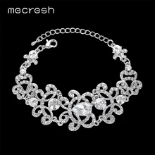 Mecresh роскошные свадебные браслеты для женщин Серебряная цветная слеза стразы свадебные браслеты Мода Рождественский подарок SL032