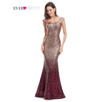 Evening Dress Long Sparkle Ever-Pretty V-Neck Women Mermaid