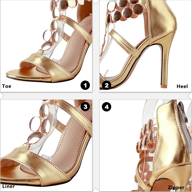 Женские босоножки на высоком каблуке с металлическим декором|heels sandals women|ladies