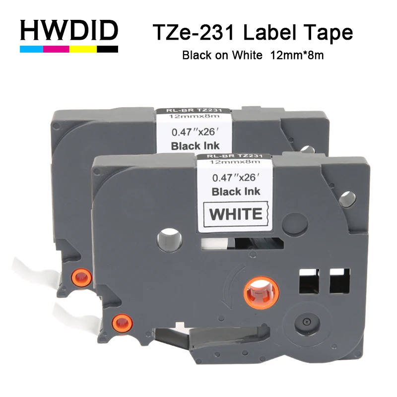 HWDID 2pcs TZe 231 Label Tape compatible for Brother Tze231 TZ 231 p