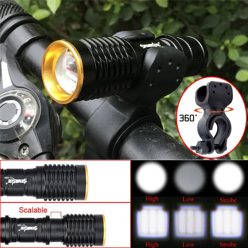 

Flashlights on a Bicycle Cycling Bike Light on a Bicycle Flashlight +360 degree Mount Clip Holder Bike accessores