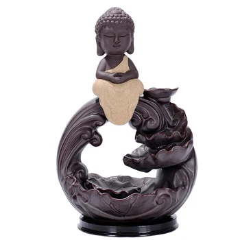 

Creative The Lovely Little Monk Buddha Censer Backflow Incense Burner for Living Room and Home Office Teahouse Home Decor E $