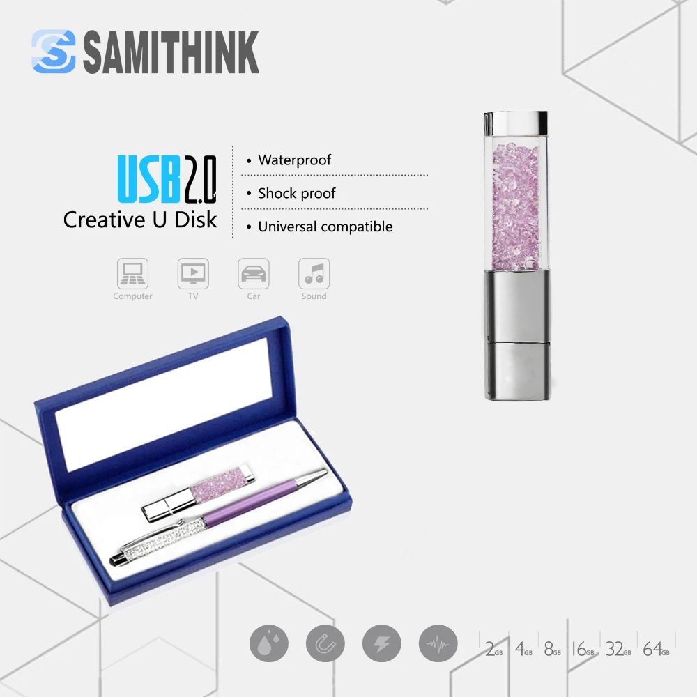 

Luxurious Crystal USB Flash Memory Stick Custom Gift USB Flash Drive High Speed USB 2.0 Flash Pen Drive 64GB 32GB 16GB 8GB 4GB