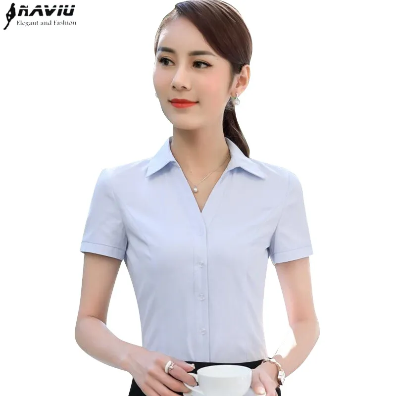 NAVIU Elegant Fashion Business Twill shirt OL formal summer short ...