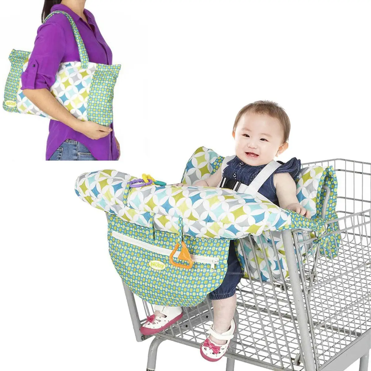 

New Multifunctional Baby Children Folding Shopping Cart Cover Baby Shopping Push Cart Protection Cover Safety Seats For Kids Set