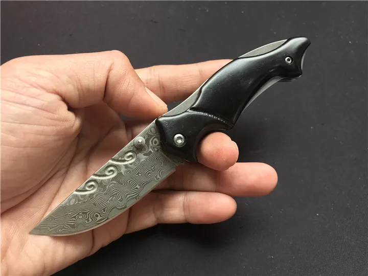 

Eafengrow 0152 folding knife Damascus steel blade,Handle of natural acid branch wood. processing camping fruit knife EDC tools