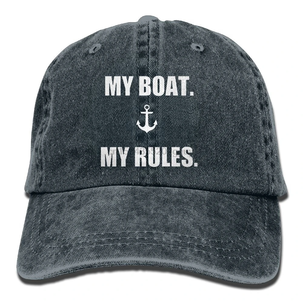 

My Boat My Rules Washed Retro Adjustable Cowboy Cap Bill Cap For Woman And Man