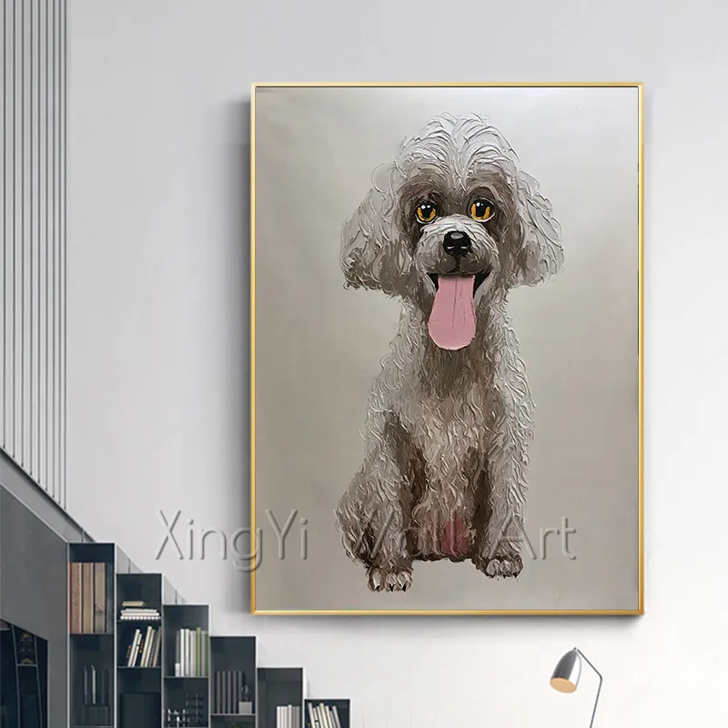 

Pop art Animal canvas painting wall art picture for living room home wall decor acrylic thick texture Abstract dogs quadro decor