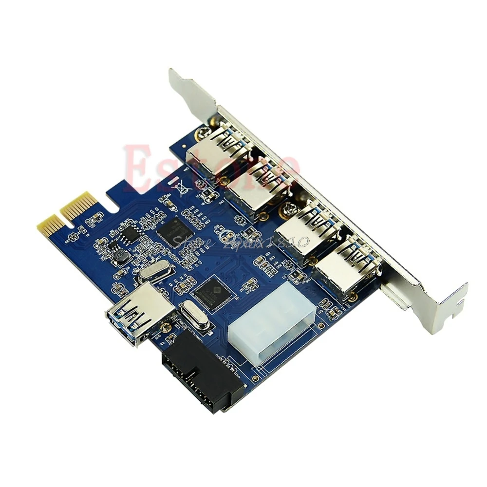 5 Порты PCI-E карта PCI Express USB 3,0+ 19 Pin разъем 4 Pin адаптер для Win7/8 и Прямая поставка