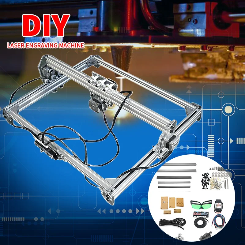 500 МВт мини-синий гравировальный станок Настольный деревянный маршрутизатор/резак/принтер + лазерная очки DC12V DIY гравер 40X50 см