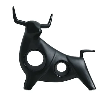 

1 Pcs Porcelain Decoration Black White Bullfighting Ceramic Crafts Home Ornaments Gifts XHC88