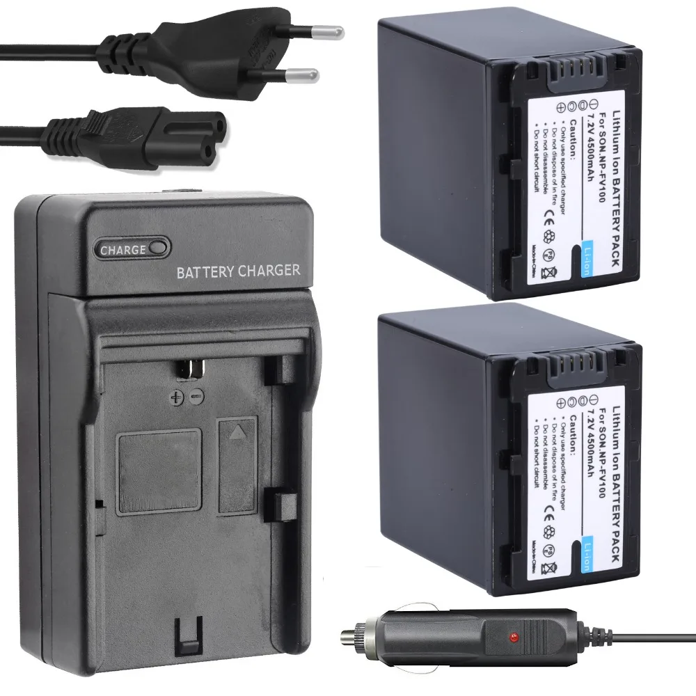 2 шт. NP FV100 аккумулятор + зарядное устройство Комплект для Sony DCR SR15 SR21 SR68 SR88 SX15 SX21 SX44