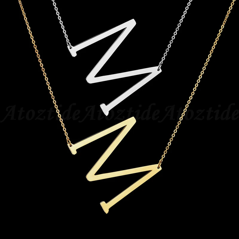 Atoztide Women Personalize A-Z 26 Alphabet Letter Necklace DIY Gold Chain Initial Name Pendant Necklace Customized Jewelry Gift Fashion Jewelry