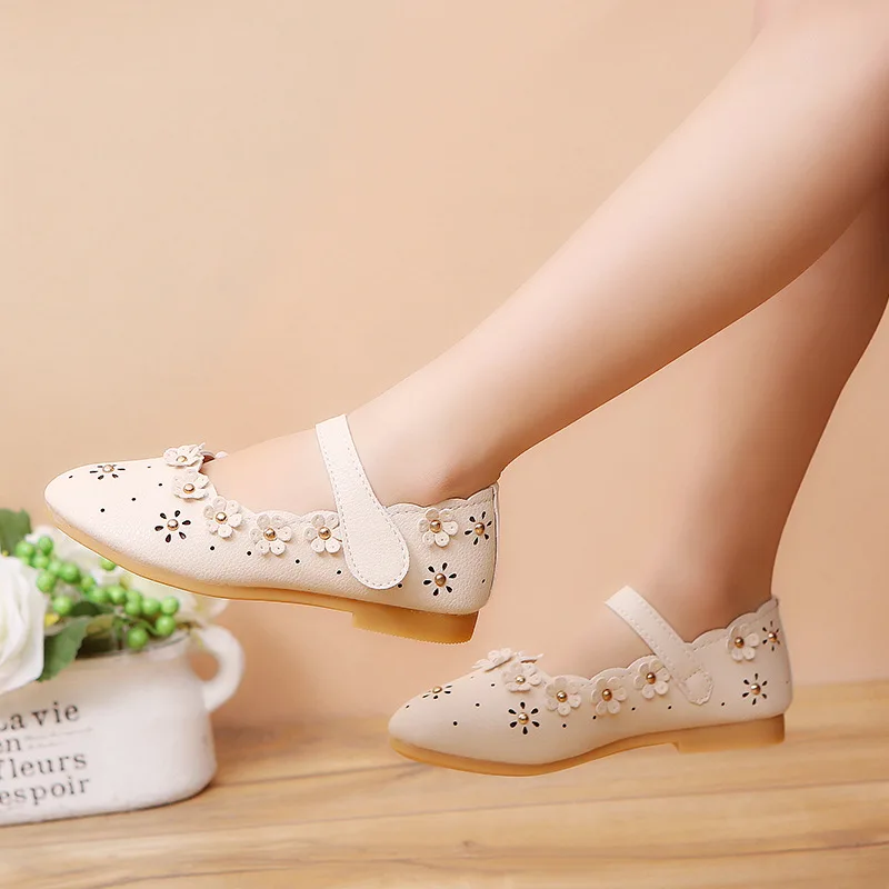 Mumoresip بو الجلود الفتيات الأحذية طفل طفلة الشقق الزهور القصاصات الأميرة أطفال أحذية الأطفال الفتيات أحذية ناعمة المتسكعون