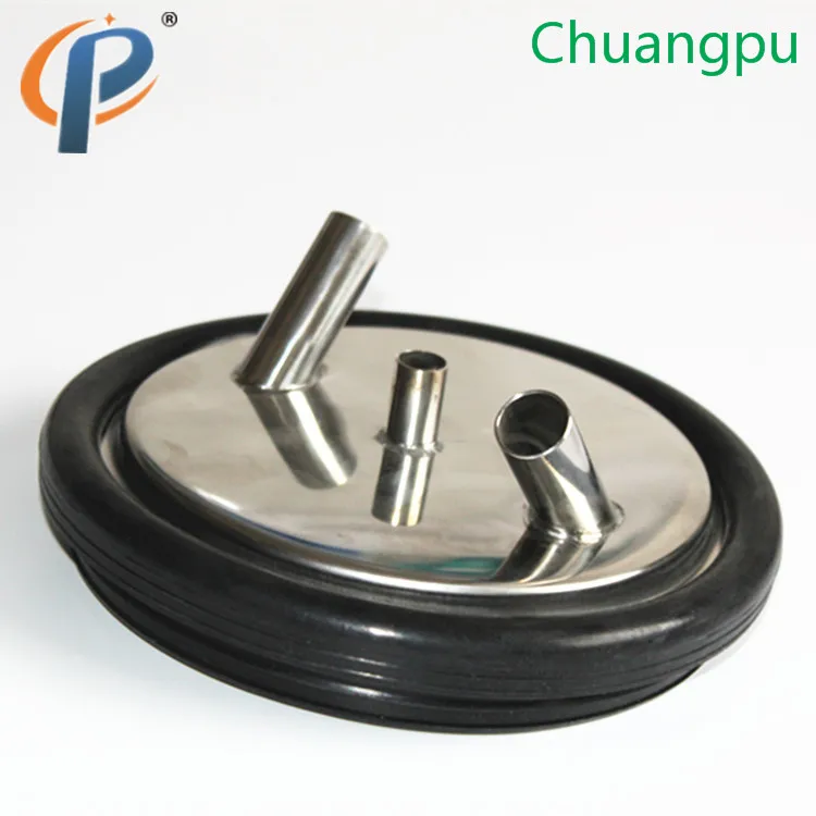 

Stainless Steel Milk Bucket Lids with Three exits, portable milking machine parts