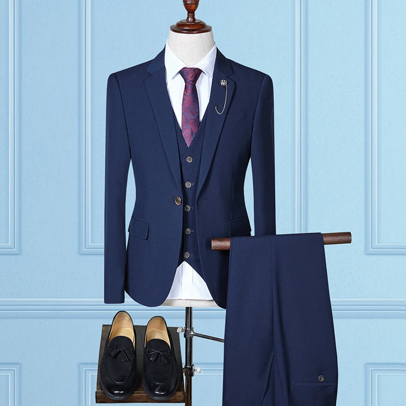  3 Piece Jacket+Pants+vest  Khaki Tuxedo Mens Business Suits Classic Mens Formal Suit Wedding Party Groomsmen Slim Fit