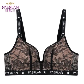

PAERLAN Women's sexy steel plate thickening embroidered lace bra A B C cup bra bra push-up underwear