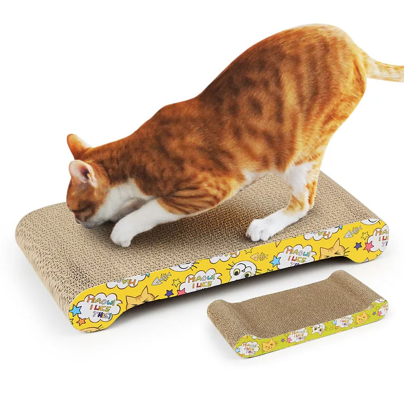 Durable Cat Scratcher Cardboard Scratch Pad Reversible Curved Wave