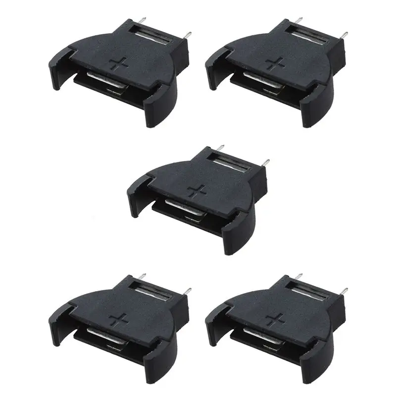 

5 Pcs Black Plastic CR2032 Cell Button Lithium Battery Sockets Holder