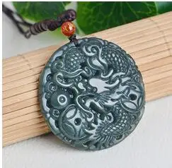 

wholesale Certificate hetian jade zodiac dragon phoenix Jewelry necklace pendant gift