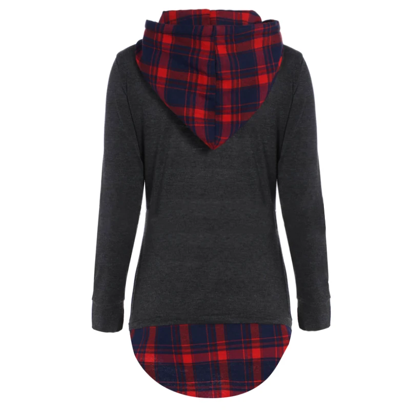 Hot 2016 Winter Fake Two Piece Hoodies Scotland font b Tartan b font Black Patchwork Hooded