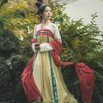 

2020 hanfu ancient chinese costume women chinese festival performance gown folk dance loose style female tang suit hanfu