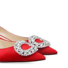 Red-8CM Heels Г., новые летние атласные сандалии Свадебная обувь со стразами пикантная модная женская обувь Роскошные туфли на высоком каблуке - Цвет: Red-8CM Heels