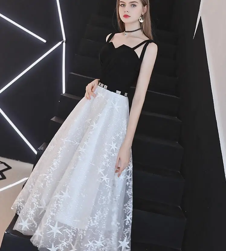 white gown with black lace