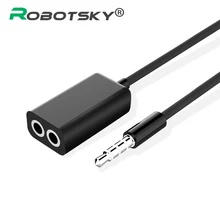 Robotsky 3.5mm Jack Headphone Audio Cable 1 Male to 2 Female Stereo Audio Y Splitter Adapter for MP3 Phone iPod Tablet Notebook