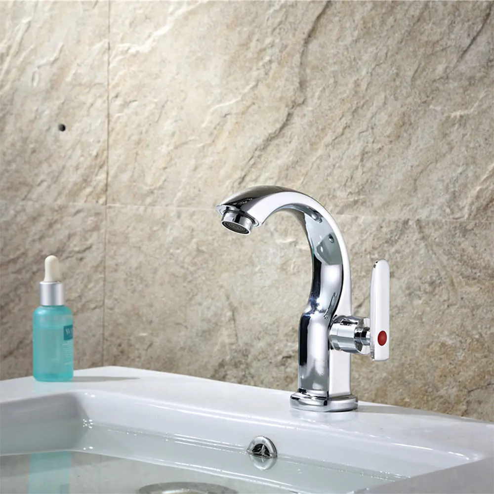 

Premium Bathroom Basin Mixer Mixer Cold Shower Deck White Waterfall Bathroom Faucet Chrome Sink Wash Basin Faucet