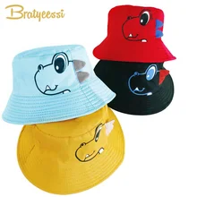 Dinosaur Baby Hat Cotton Double-sided Bucket Hat Baby Spring Autumn Cap Kids Hats Toddler Baby Accessories 1PC