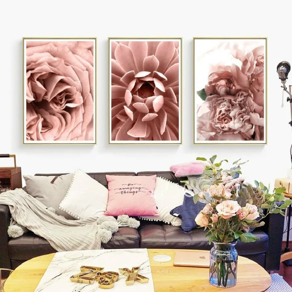 Sure Life Ins скандинавские Румяна цветочные Розовые розы печать на холсте картины плакаты настенные художественные картины для детской комнаты домашний декор