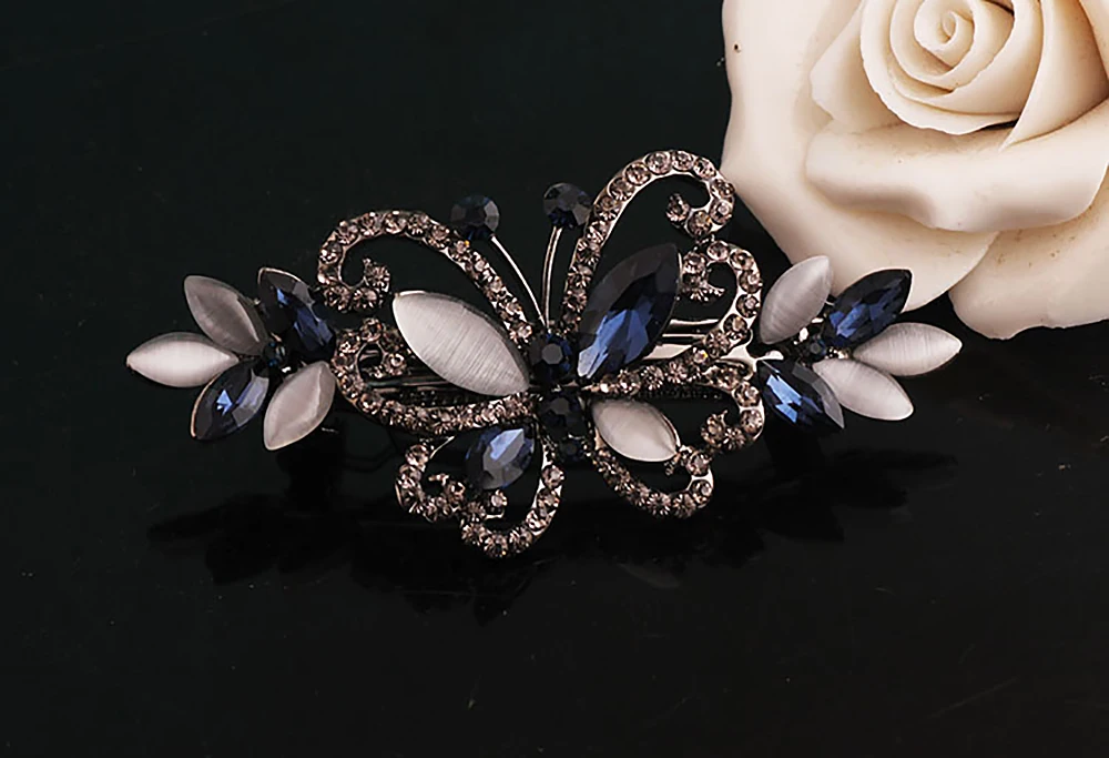 Модная женская шпилька для волос со стразами в форме бабочки старинные цветок из горного хрусталя заколка для волос аксессуары для укладки волос