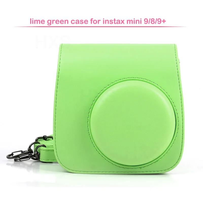 Lime Green Чехол для Камеры моментальной печати Fujifilm Instax Mini, чехол из искусственной кожи с плечевым ремнем для камеры Instax Mini 9/8+/8 Polariod s - Цвет: Lime Green