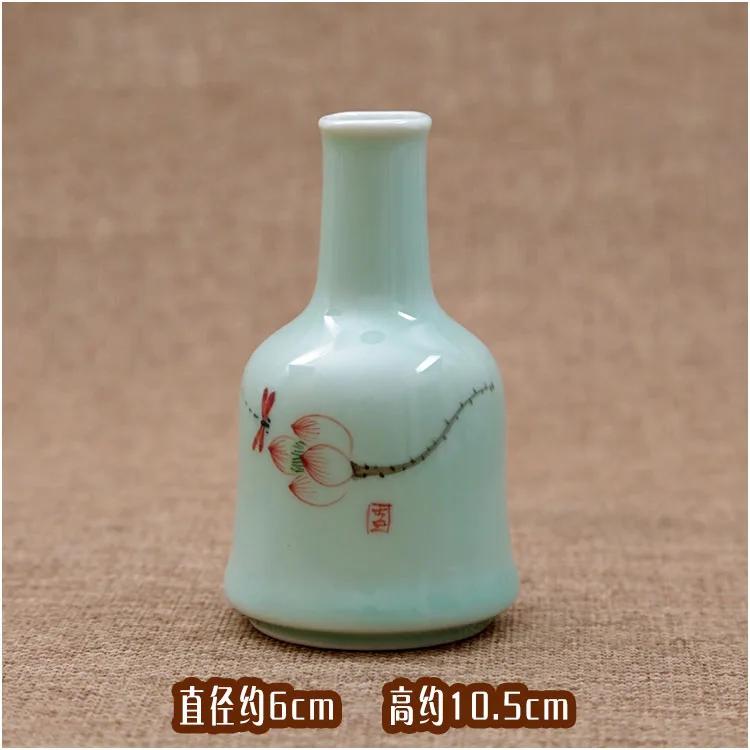 Дзен стиль Longquan Celadon Samll ваза Настольная Ваза Лотос керамический фарфор гидропоники растения Мини цветочный горшок винтажный домашний декор