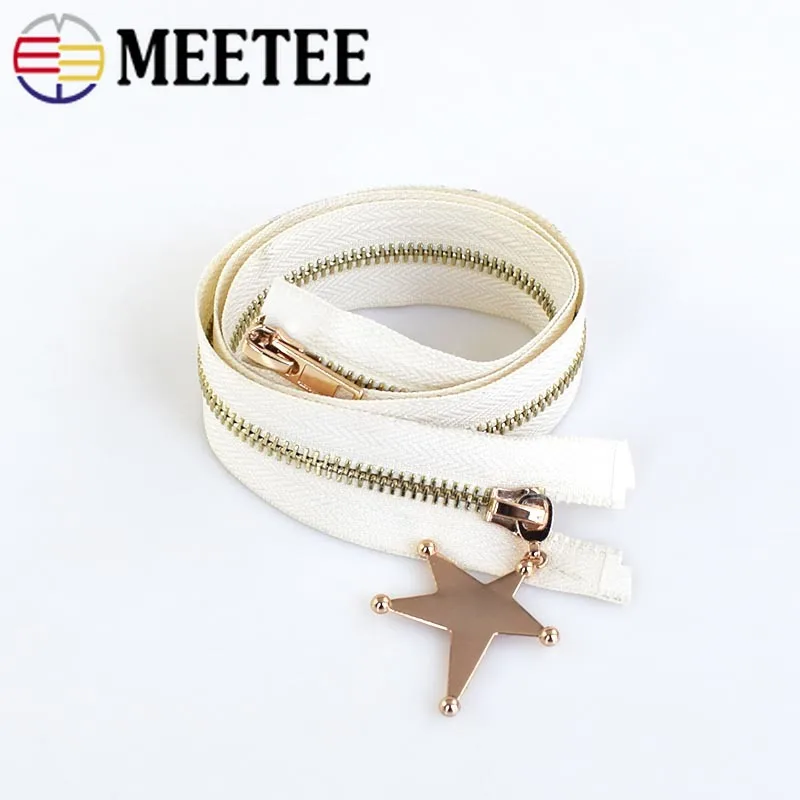 

1Pc Meetee Eco-friendly 120cm 5# Double Sliders Metal Zippers Open-End Zip for Coat Down Jacket Zipper DIY Sewing Accessories